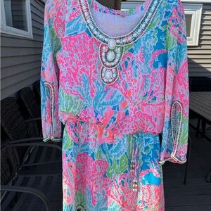 Lilly Pulitzer Tropical Print Dress in Pink, Blue & Green